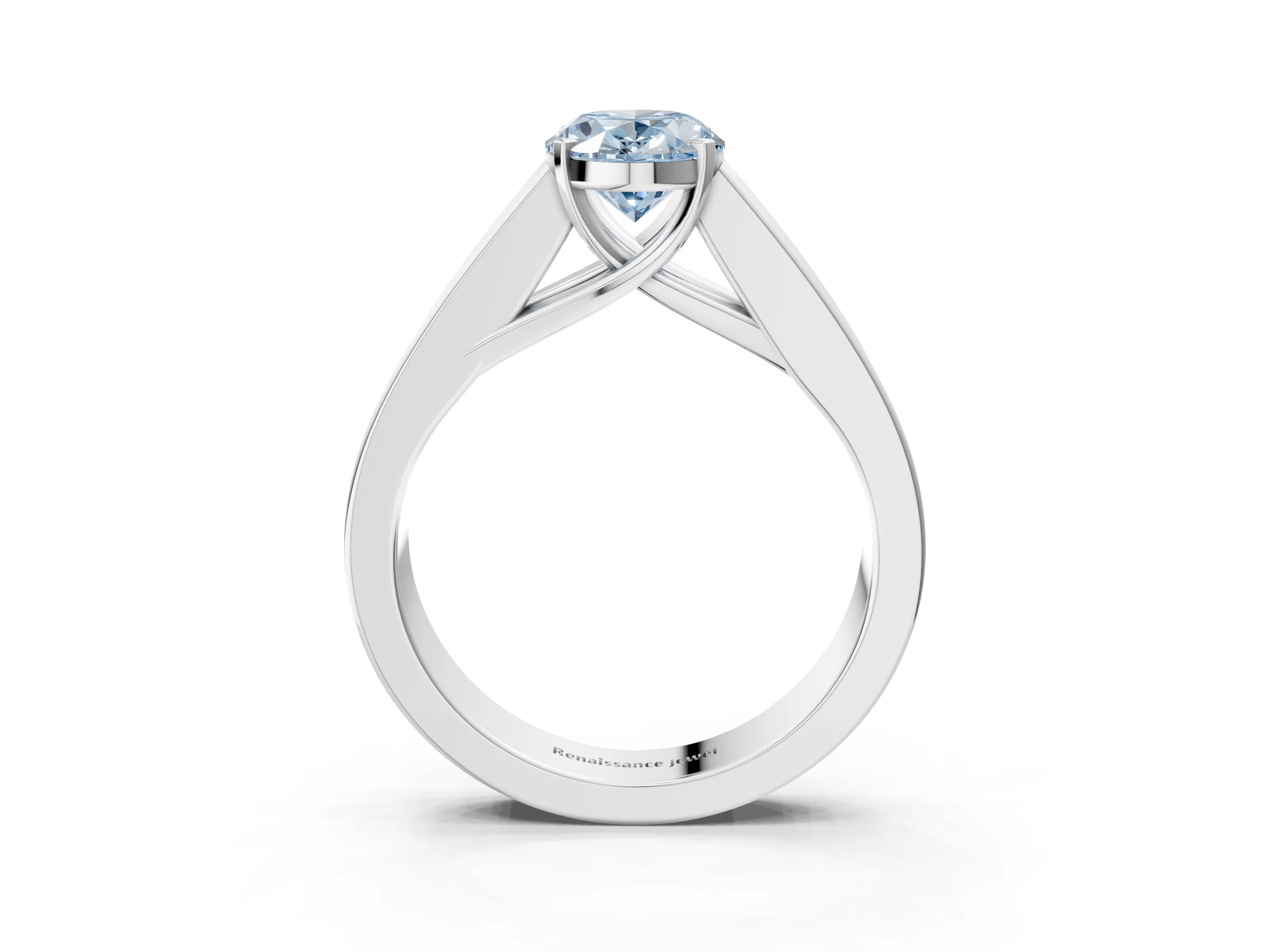 White gold Fancy Blue Oval Cut Cut Channel Set Solitaire Ring with Four-Prong Setting_15