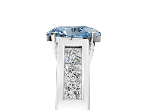 White gold Fancy Blue Oval Cut Cut Channel Set Solitaire Ring with Four-Prong Setting_17