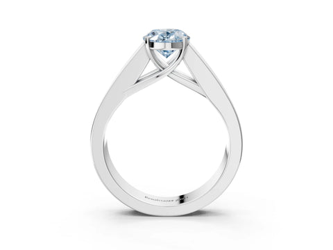 White gold Fancy Blue Oval Cut Cut Channel Set Solitaire Ring with Four-Prong Setting_3