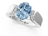 White gold Fancy Blue Oval Cut Cut Diamond Channel Set Solitaire Ring with Four-Prong Setting_116