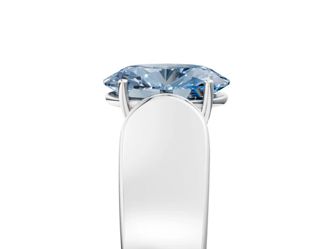 White gold Fancy Blue Oval Cut Cut Diamond Channel Set Solitaire Ring with Four-Prong Setting_120