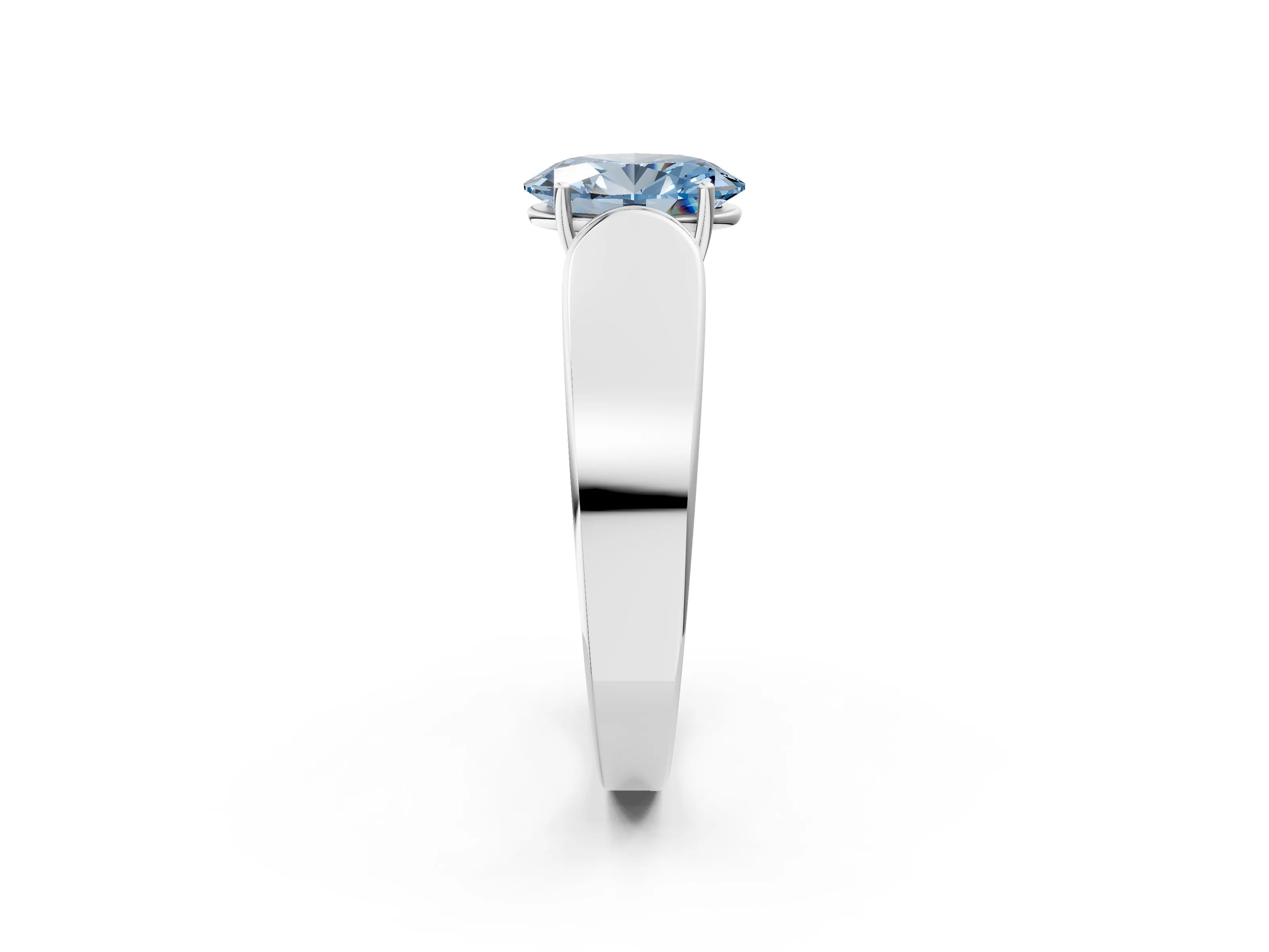 White gold Fancy Blue Oval Cut Cut Diamond Channel Set Solitaire Ring with Four-Prong Setting_156