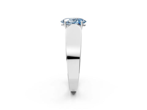 White gold Fancy Blue Oval Cut Cut Diamond Channel Set Solitaire Ring with Four-Prong Setting_2