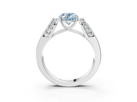 White gold Fancy Blue Oval Cut Cut Diamond Channel Set Solitaire Ring with Four-Prong Setting_75