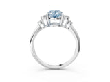 White gold Fancy Blue Oval Cut Cut Diamond Cluster Ring with Solitaire Band and Four-Prong Setting_15