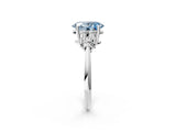 White gold Fancy Blue Oval Cut Cut Diamond Cluster Ring with Solitaire Band and Four-Prong Setting_26