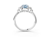 White gold Fancy Blue Oval Cut Cut Diamond Cluster Ring with Solitaire Band and Four-Prong Setting_27