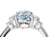 White gold Fancy Blue Oval Cut Cut Diamond Cluster Ring with Solitaire Band and Four-Prong Setting_28