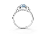 White gold Fancy Blue Oval Cut Cut Diamond Cluster Ring with Solitaire Band and Four-Prong Setting_51
