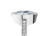 White gold Fancy Blue Oval Cut-Cut Diamond Halo Engagement Ring with Pave Band and Prong Setting_5