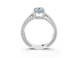 White gold Fancy Blue Oval Cut Cut Diamond Milgrain Pave Band Four-Prong Setting Ring_18