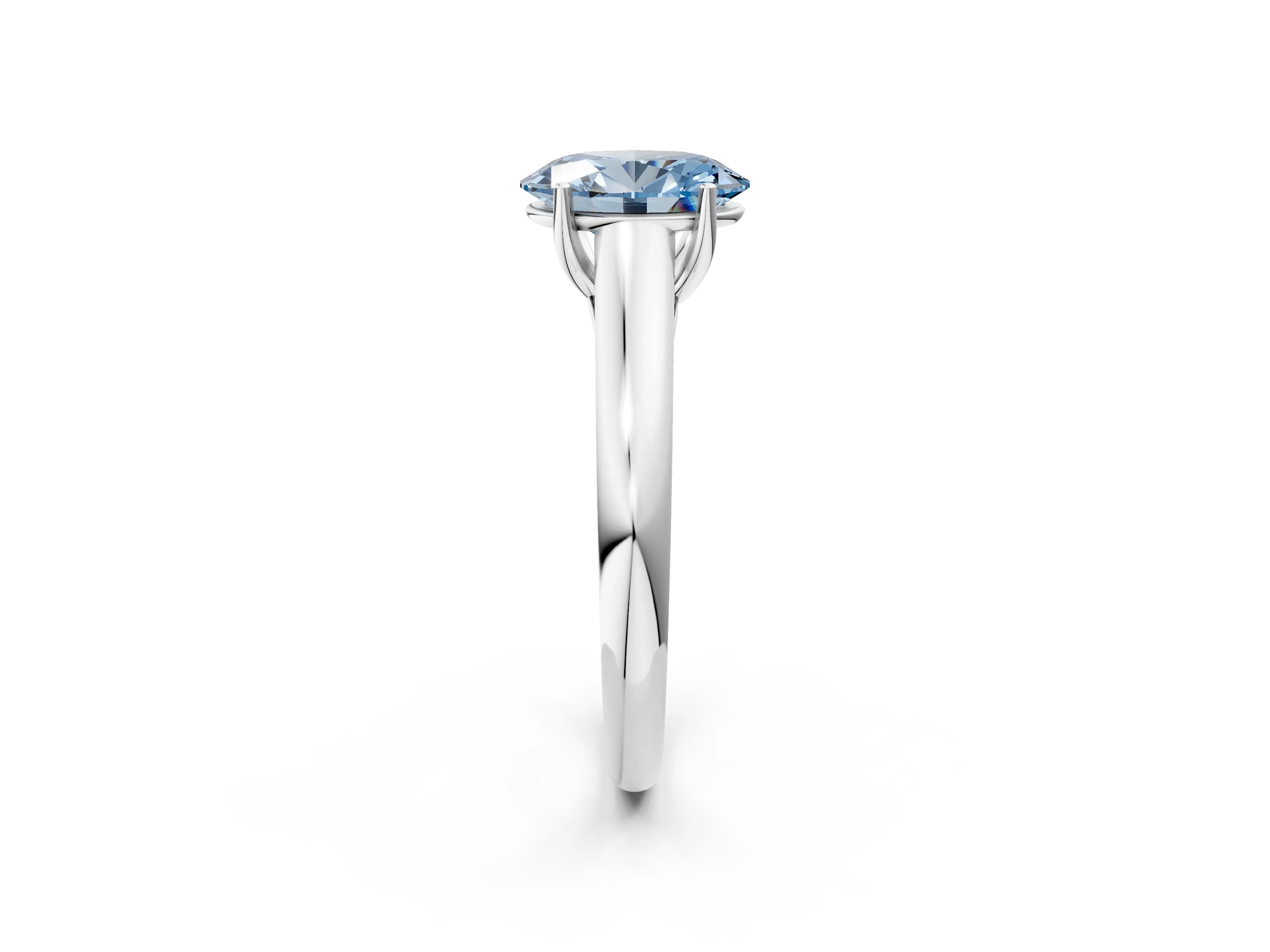 White gold Fancy Blue Oval Cut Cut Diamond Solitaire Engagement Ring with Tapered Plain Band and Four-Prong Setting_14