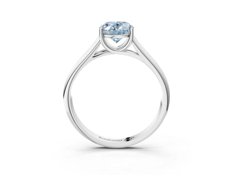 White gold Fancy Blue Oval Cut Cut Diamond Solitaire Engagement Ring with Tapered Plain Band and Four-Prong Setting_15