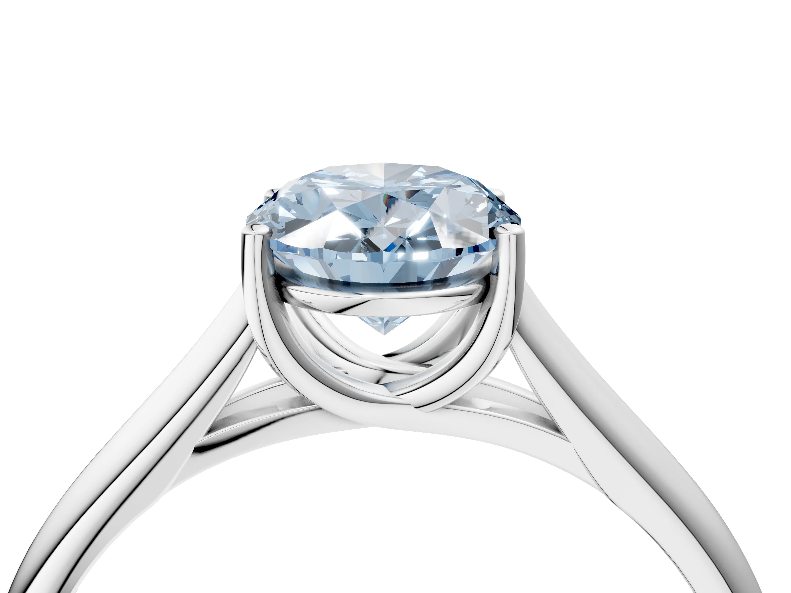 White gold Fancy Blue Oval Cut Cut Diamond Solitaire Engagement Ring with Tapered Plain Band and Four-Prong Setting_16