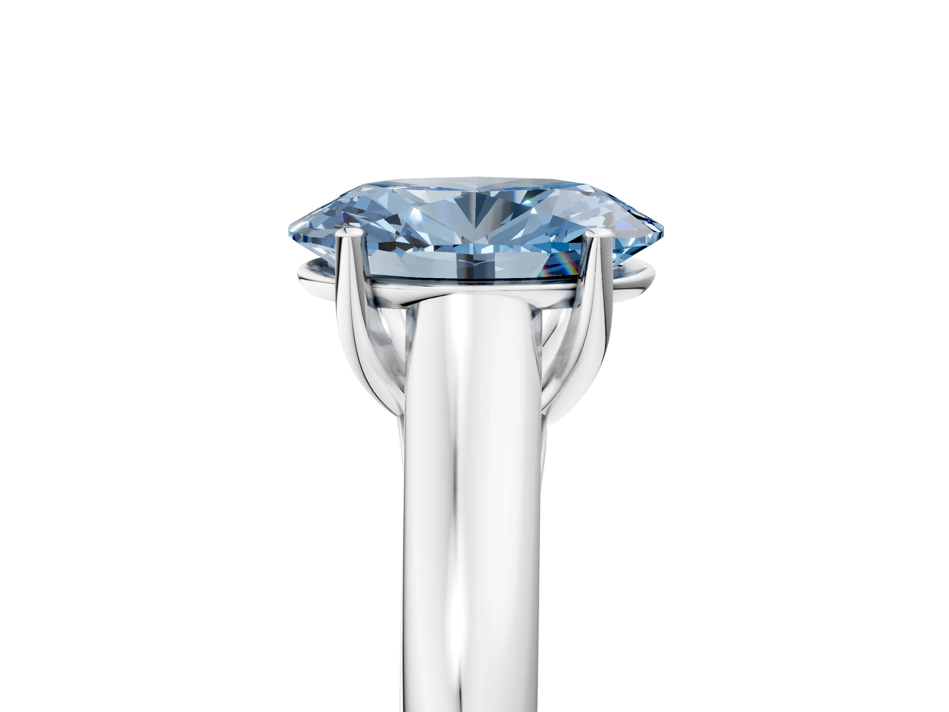 White gold Fancy Blue Oval Cut Cut Diamond Solitaire Engagement Ring with Tapered Plain Band and Four-Prong Setting_17