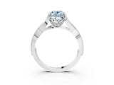 White gold Fancy Blue Oval Cut Cut Diamond Twisted Band with Milgrain Pave Setting and Four-Prong Setting_3