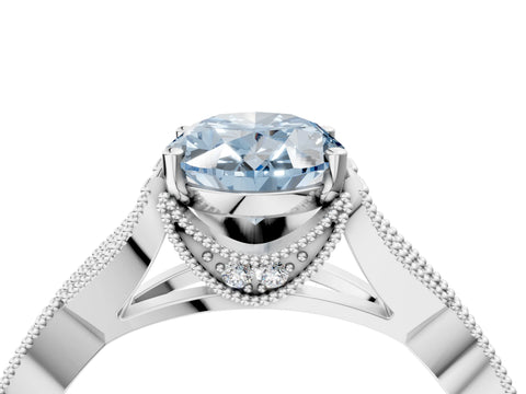White gold Fancy Blue Oval Cut Cut Diamond Twisted Band with Milgrain Pave Setting and Four-Prong Setting_4