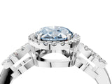 White gold Fancy Blue Oval Cut Cut Halo Diamond Infinity Band with Four-Prong Setting_4