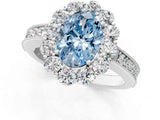 White gold Fancy Blue Oval Cut Cut Halo Diamond Pavé Engagement Ring with Milgrain Detailing_13