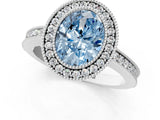 White gold Fancy Blue Oval Cut Cut Halo Pavé Diamond Ring_1