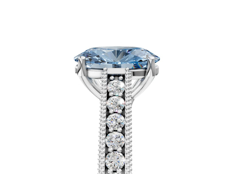 White gold Fancy Blue Oval Cut Cut Pave Band Milgrain Solitaire Ring_5