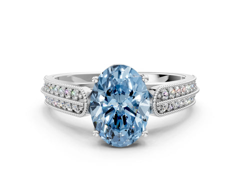 White gold Fancy Blue Oval Cut Cut Pave Split Shank Engagement Ring with Four-Prong Setting_12