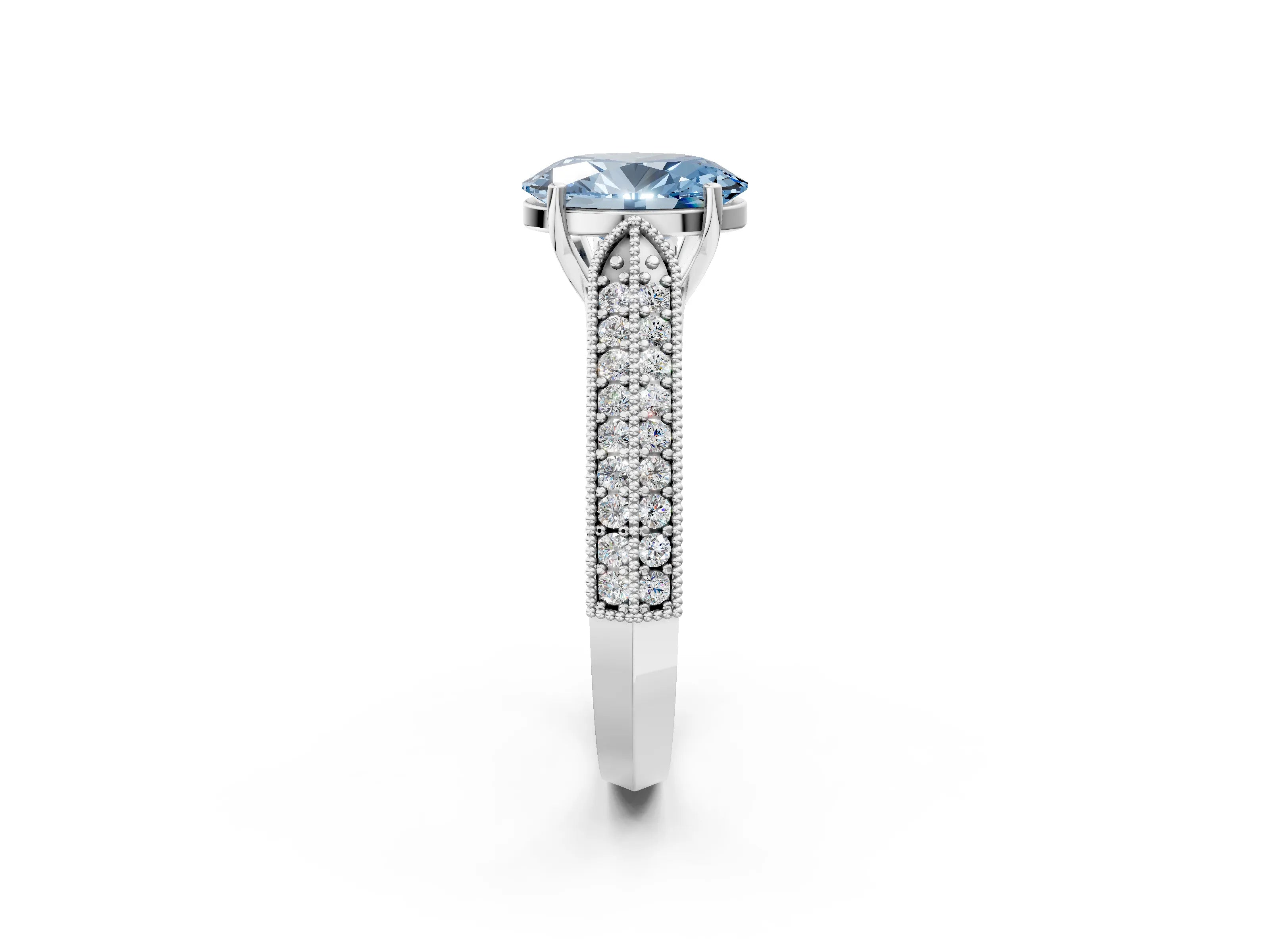 White gold Fancy Blue Oval Cut Cut Pave Split Shank Engagement Ring with Four-Prong Setting_14