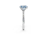 White gold Fancy Blue Oval Cut Diamond Brilliant Solitaire Ring with Pavé Band and Four-Prong Setting_14
