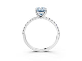 White gold Fancy Blue Oval Cut Diamond Brilliant Solitaire Ring with Pavé Band and Four-Prong Setting_15