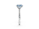 White gold Fancy Blue Oval Cut Diamond Brilliant Solitaire Ring with Pavé Band and Four-Prong Setting_26
