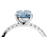 White gold Fancy Blue Oval Cut Diamond Brilliant Solitaire Ring with Pavé Band and Four-Prong Setting_28