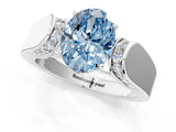 White gold Fancy Blue Oval Cut Diamond Channel Set Solitaire Ring with Four-Prong Setting_102