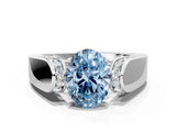 White gold Fancy Blue Oval Cut Diamond Channel Set Solitaire Ring with Four-Prong Setting_55