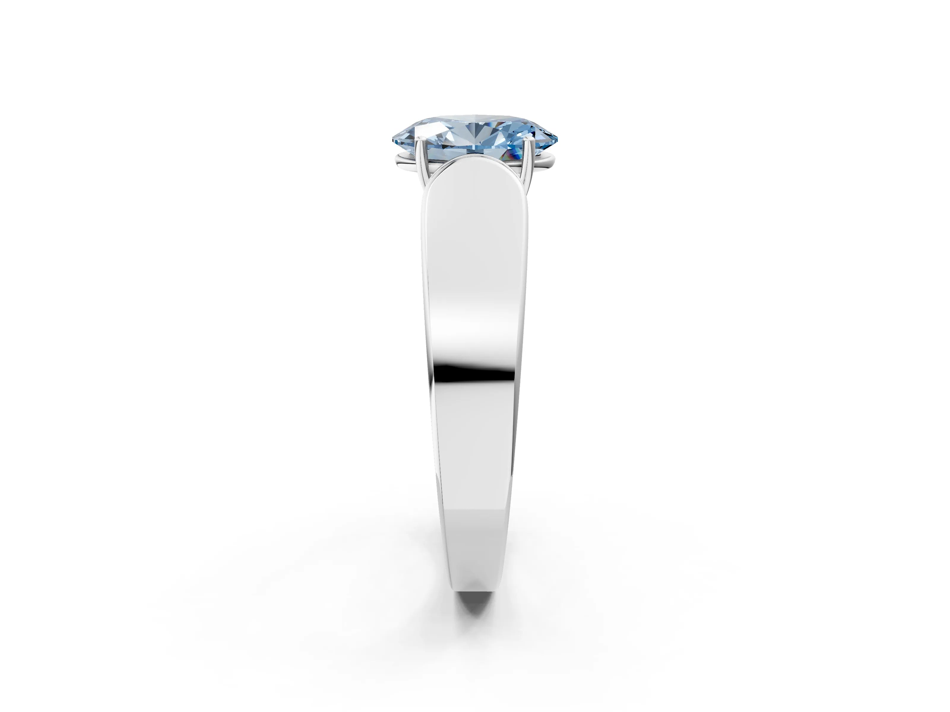 White gold Fancy Blue Oval Cut Diamond Channel Set Solitaire Ring with Four-Prong Setting_57