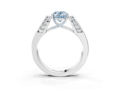 White gold Fancy Blue Oval Cut Diamond Channel Set Solitaire Ring with Four-Prong Setting_58