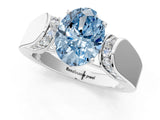 White gold Fancy Blue Oval Cut Diamond Channel Set Solitaire Ring with Four-Prong Setting_87