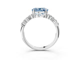 White gold Fancy Blue Oval Cut Diamond Cluster Pavé Band with Four-Prong Setting_16