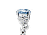 White gold Fancy Blue Oval Cut Diamond Cluster Pavé Band with Four-Prong Setting_18