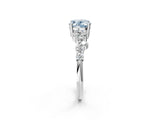 White gold Fancy Blue Oval Cut Diamond Cluster Pavé Band with Four-Prong Setting_5