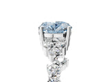 White gold Fancy Blue Oval Cut Diamond Cluster Pavé Band with Four-Prong Setting_8