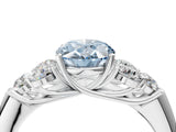 White gold Fancy Blue Oval  Cut Diamond Cluster Ring with Round Accent Stones and Prong Setting on a Classic Band_53