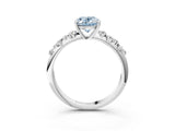 White gold Fancy Blue Oval Cut Diamond Cluster Side Stone Solitaire Ring with Prong Setting_93