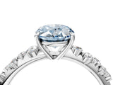White gold Fancy Blue Oval Cut Diamond Cluster Side Stone Solitaire Ring with Prong Setting_94