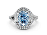 White gold Fancy Blue Oval Cut Diamond Double Halo Ring with Split Shank and Prong Setting_27