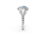 White gold Fancy Blue Oval Cut Diamond Double Halo Ring with Split Shank and Prong Setting_29