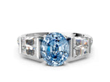 White gold Fancy Blue Oval Cut Diamond Engagement Ring with Baguette Side Stones and Channel Set Band_32