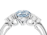 White gold Fancy Blue Oval  Cut Diamond Engagement Ring with Bezel Set Round Side Stones and Prong Setting_56