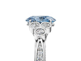White gold Fancy Blue Oval  Cut Diamond Engagement Ring with Bezel Set Round Side Stones and Prong Setting_57