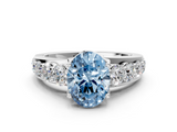 White gold Fancy Blue Oval  Cut Diamond Engagement Ring with Pavé Band and Four-Prong Setting_3