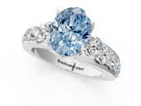 White gold Fancy Blue Oval  Cut Diamond Engagement Ring with Pavé Band and Four-Prong Setting_4